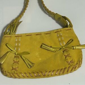 Francesco Biasia Yellow Suede Small Purse Handbag